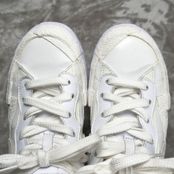 Nike Blazer x Sacai Low White Patent Leather Retro Sneakers Mens 8 DM6443-100